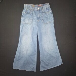 PILCRO Anthropologie THE BIGGEST DENIM Wide High Rise Utility Raw Hem Jeans 28